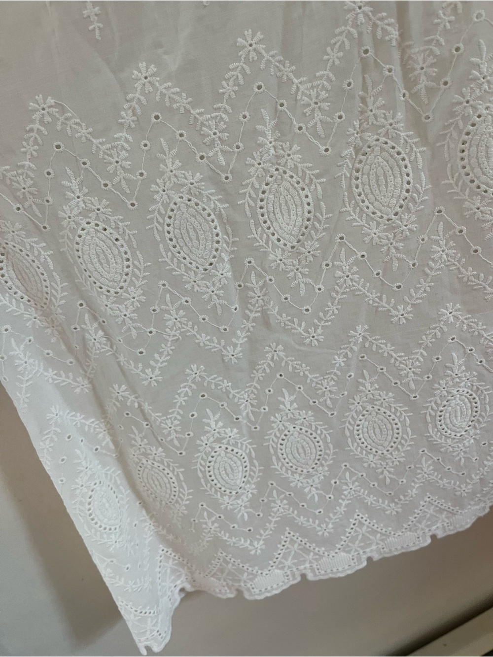 NWT Magaschoni White Linen Eyelet Short Sleeve Button-Front Maxi Dress Medium - Picture 10 of 13